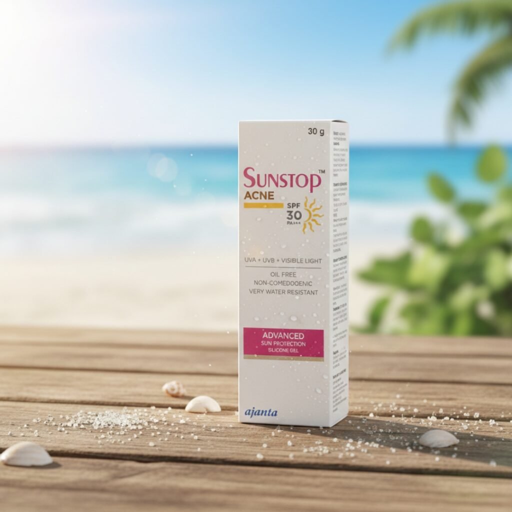 Sunstop Acne Sunscreen SPF 30 Gel, View, Uses, Review - humaridawai.in