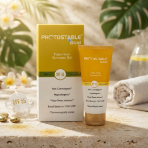 Photostable Gold Matte Finish Sunscreen